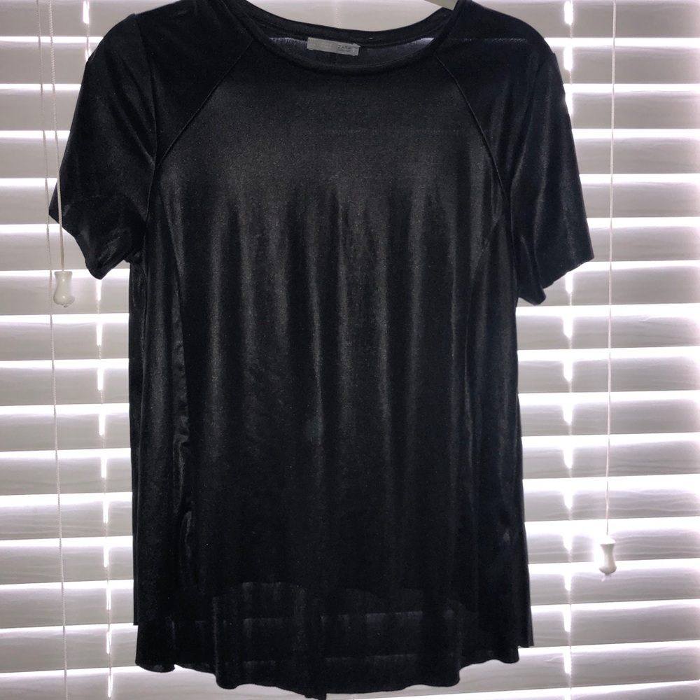 ZARA | leather looking flowy top